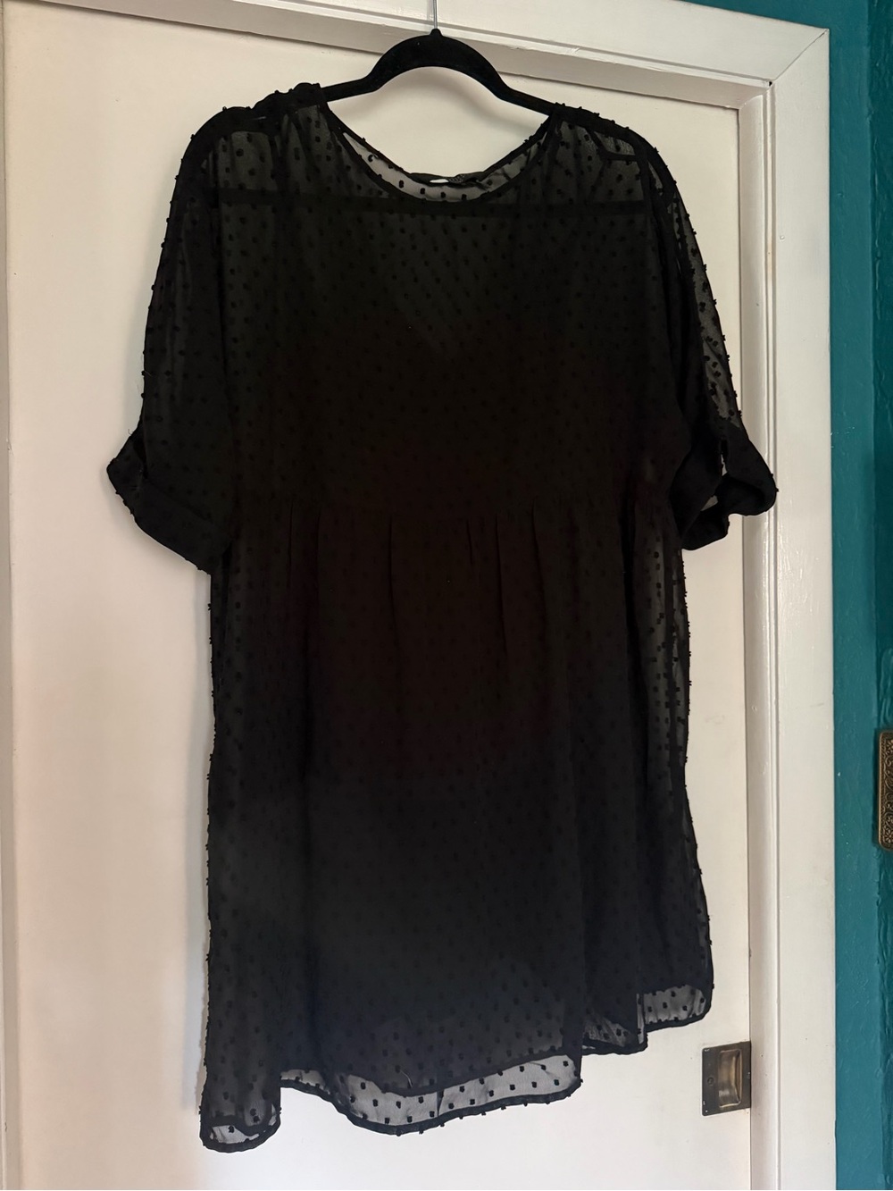 knot sisters Black Sheer Swiss Dot Blouse